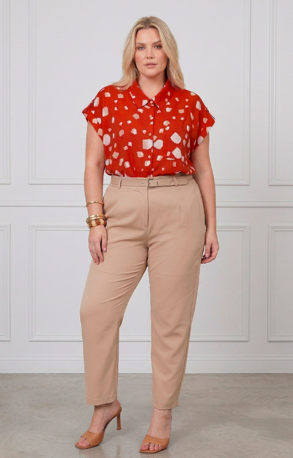 Blusa roja estampada - BLUSAS CURVY Boutiquemirel 