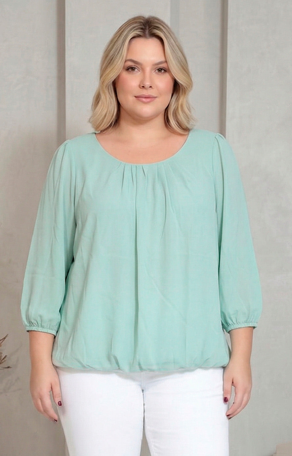 Blusa menta tipo globo - BLUSAS CURVY Boutiquemirel 