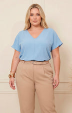 Blusa lisa con mangas - BLUSAS CURVY Boutiquemirel 