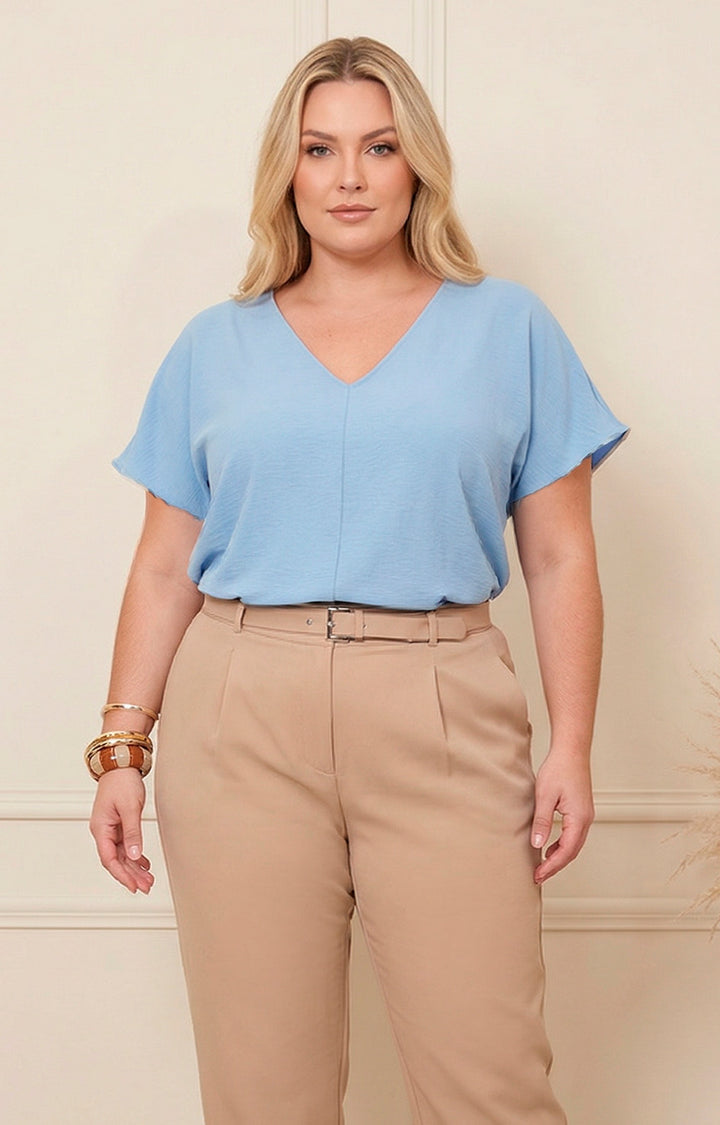 Blusa lisa con mangas - BLUSAS CURVY Boutiquemirel 