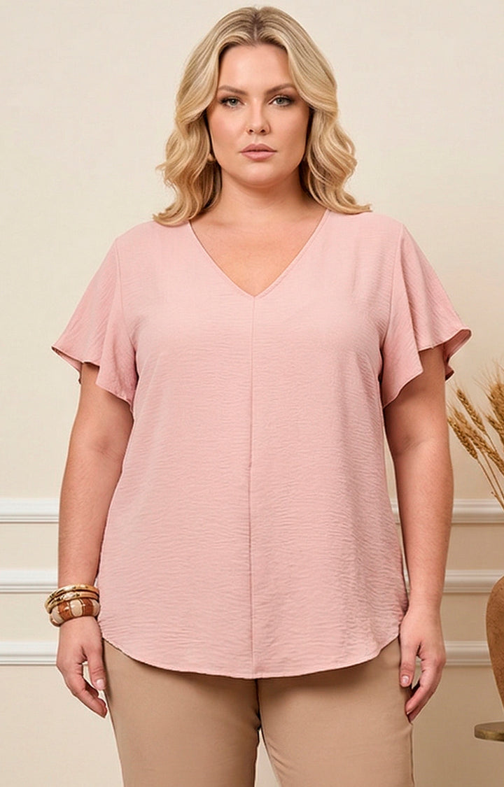 Blusa lisa con mangas - BLUSAS CURVY Boutiquemirel 