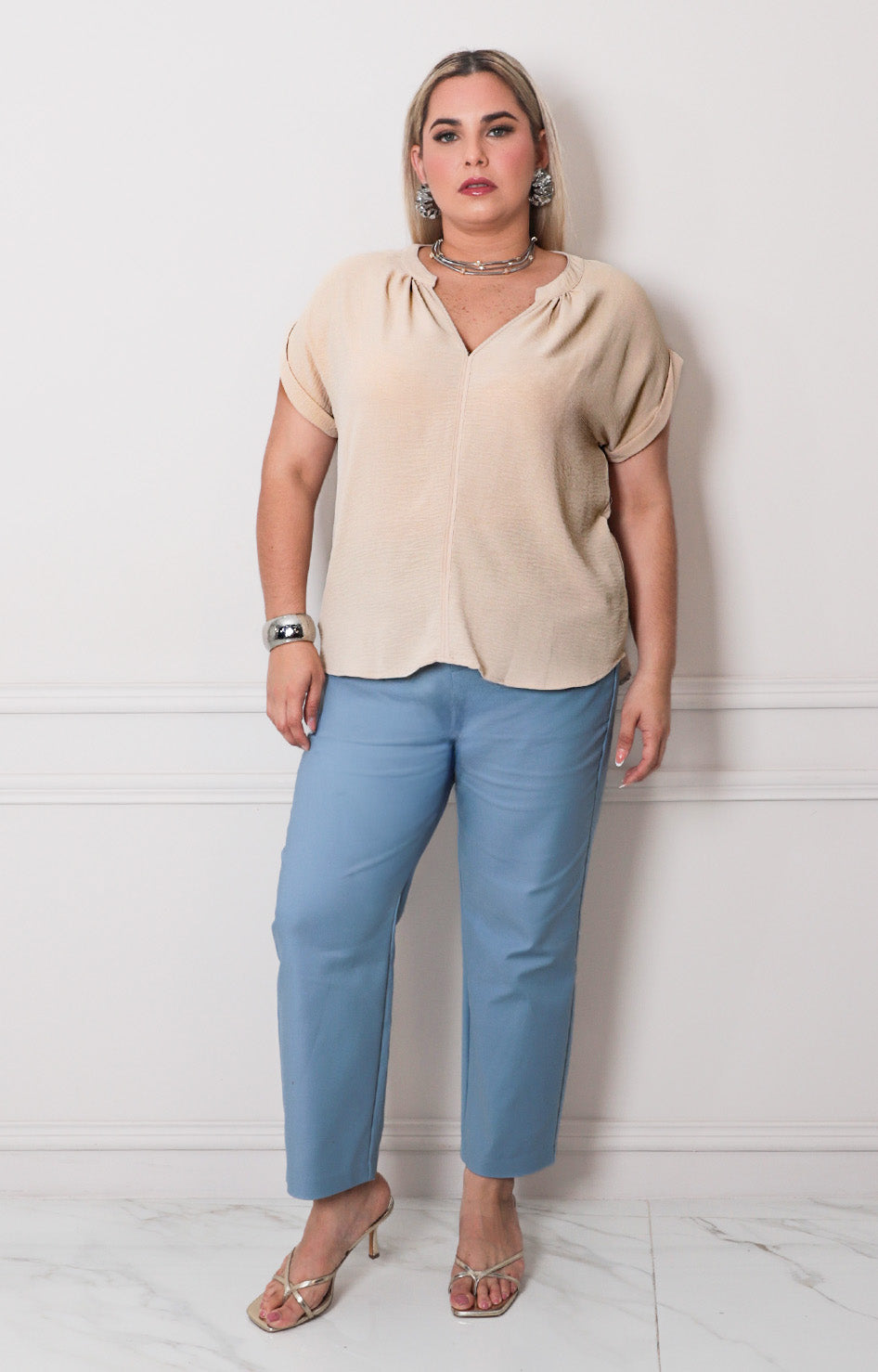 Blusa lisa con manga - BLUSAS CURVY Boutiquemirel 