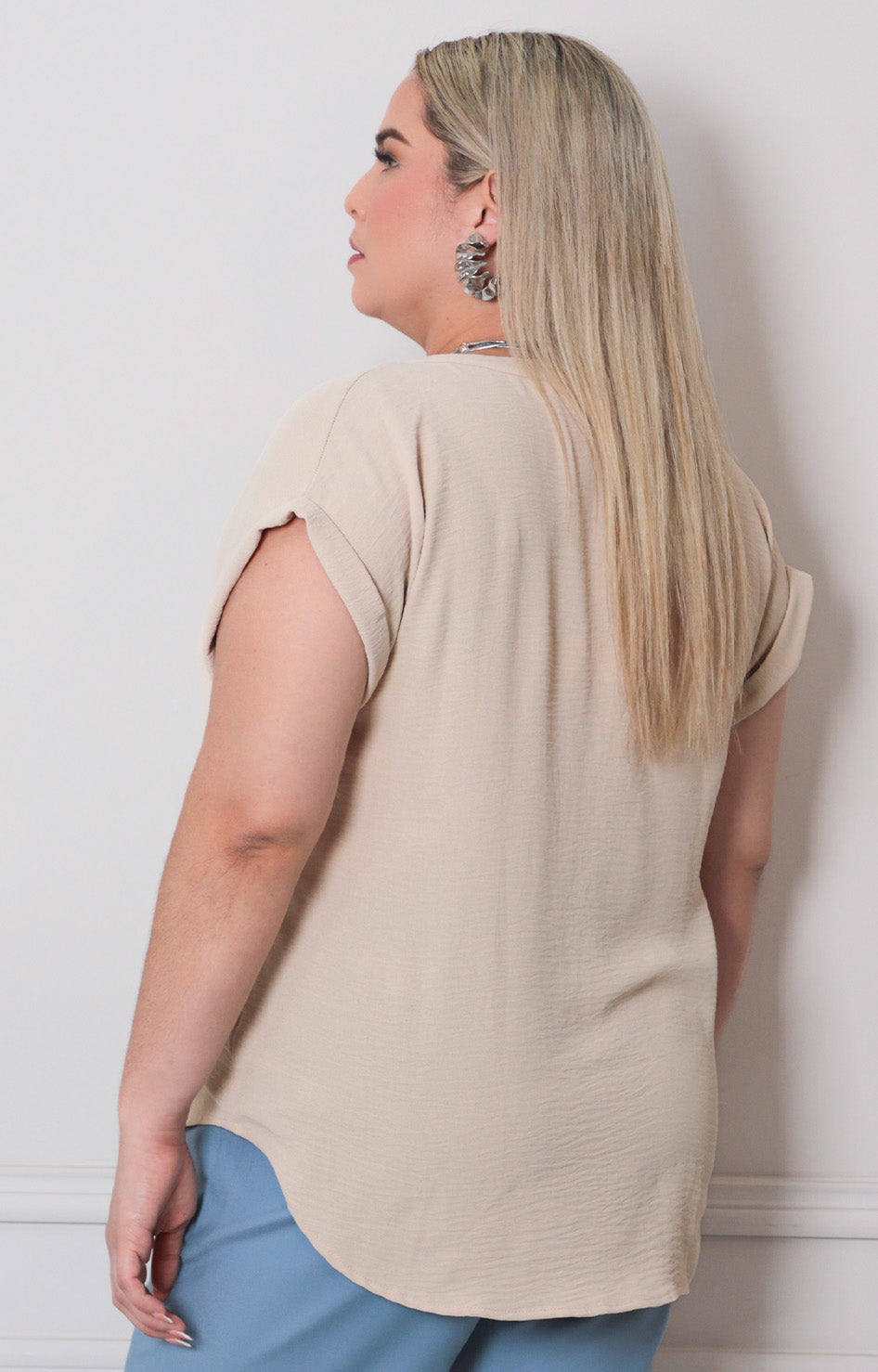 Blusa lisa con manga - BLUSAS CURVY Boutiquemirel 