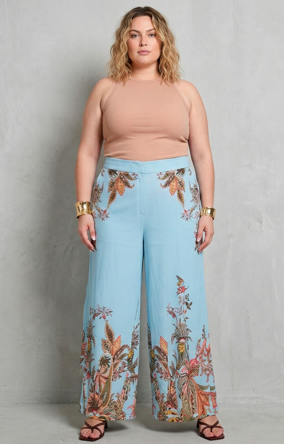 Pantalòn azul estampado - PANTALON CURVY Boutiquemirel 