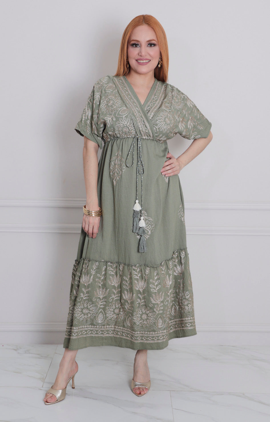 Vestido estampado con bordado - VESTIDO LARGO REGULAR Boutiquemirel 