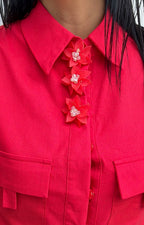 Blusa roja con cuello halter - BLUSAS REGULAR Boutiquemirel 