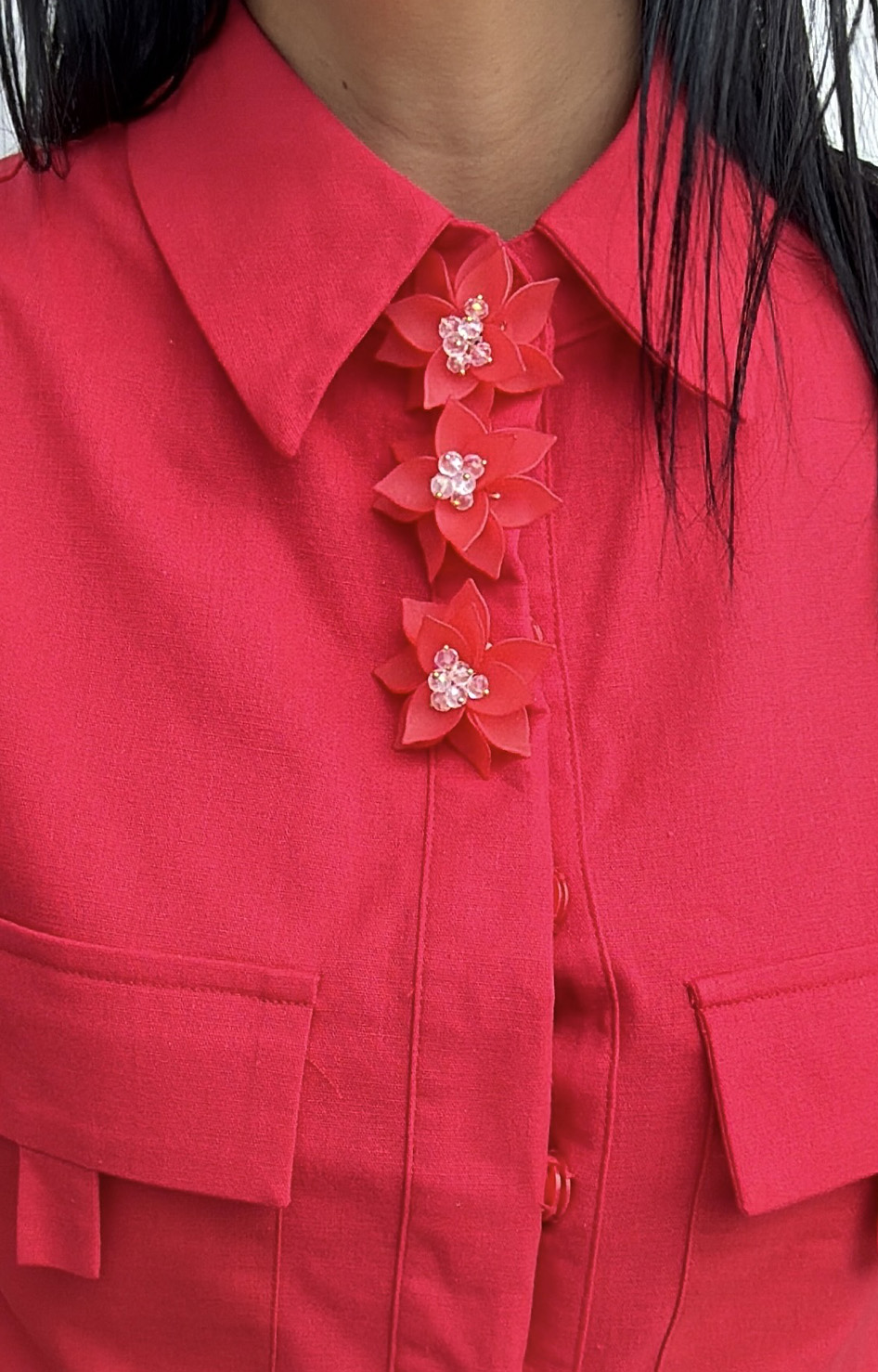 Blusa roja con cuello halter - BLUSAS REGULAR Boutiquemirel 