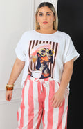 Blusa blanca estampada perrito chic