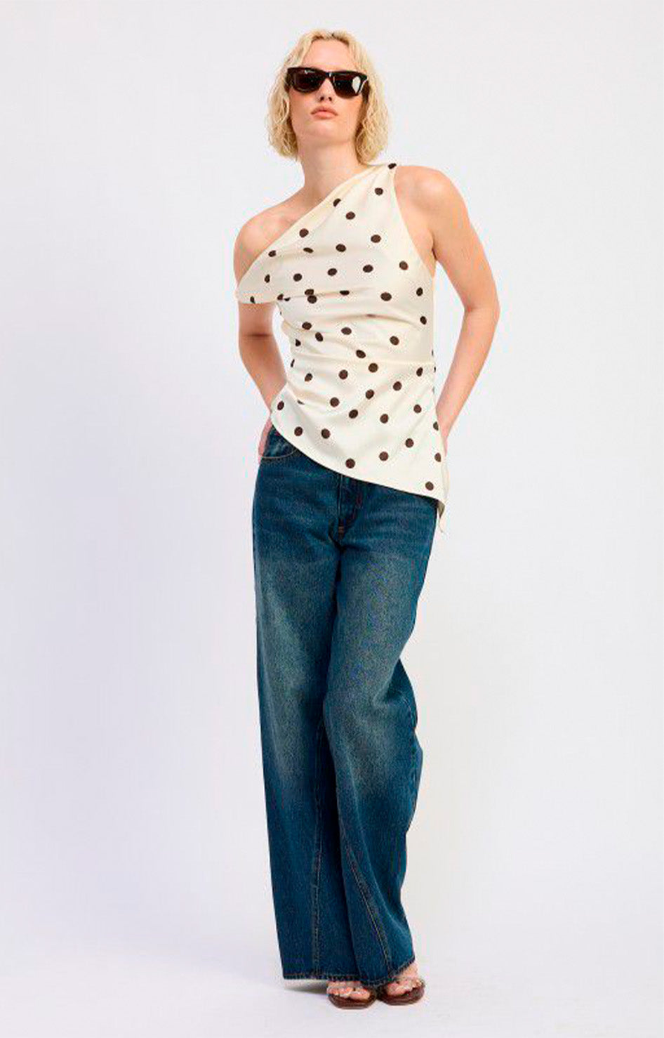 Blusa blanca polka dot