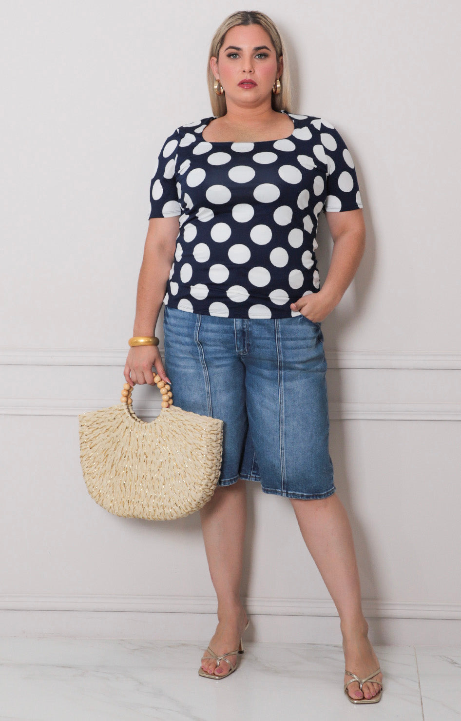Blusa azul polka dots - BLUSAS CURVY Boutiquemirel 