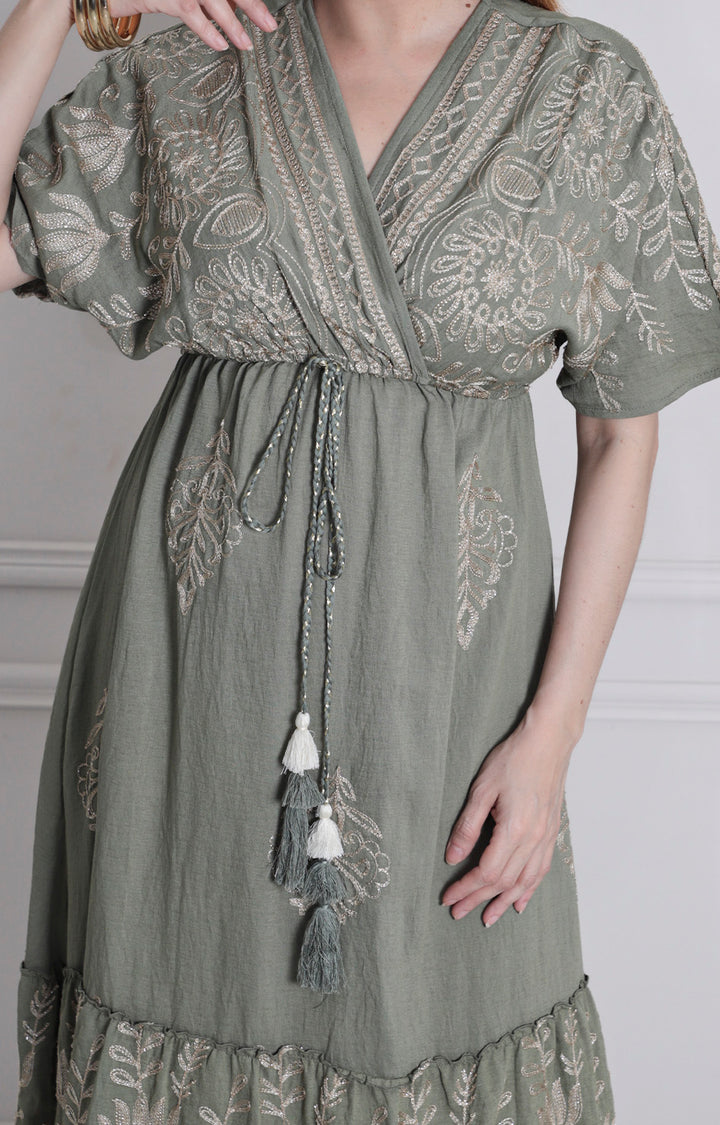 Vestido estampado con bordado - VESTIDO LARGO REGULAR Boutiquemirel 