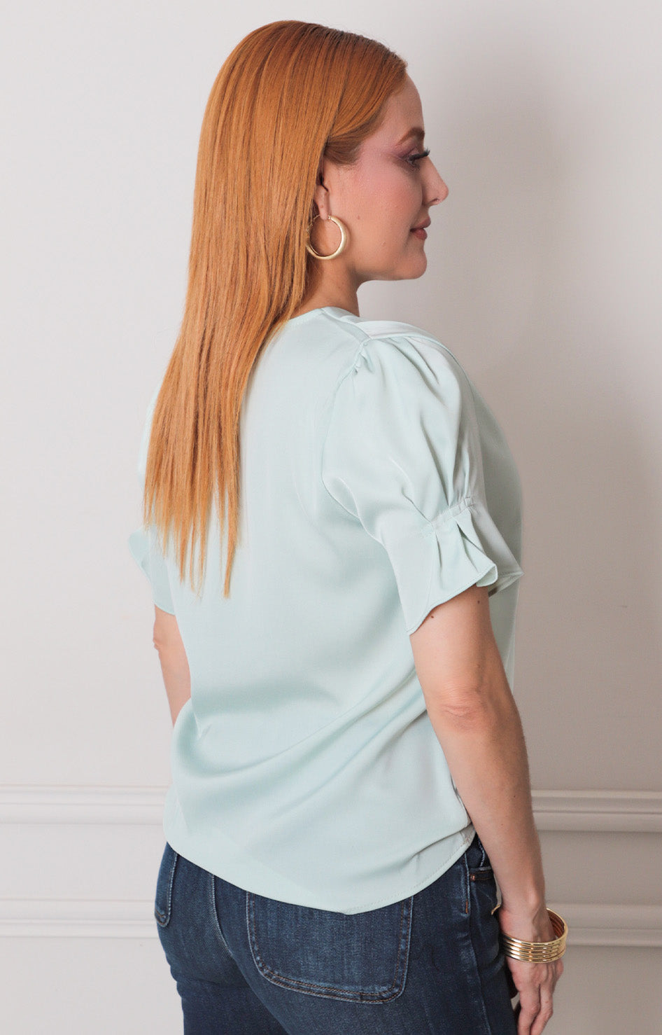 Blusa menta con flor 3D - BLUSAS REGULAR Boutiquemirel 