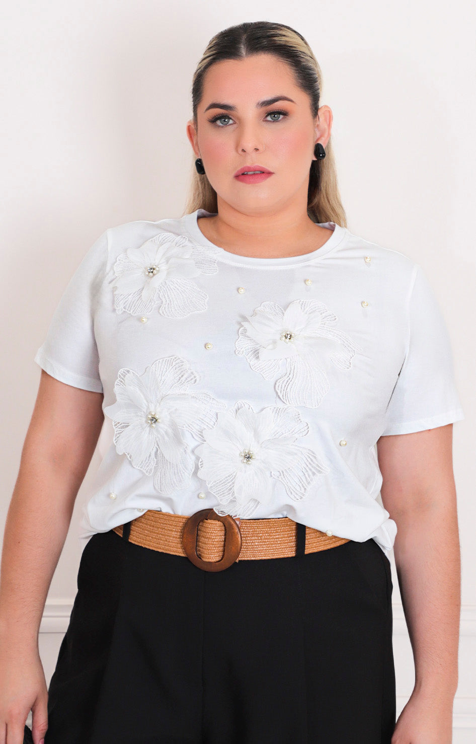 Blusa blanca estampado 3D