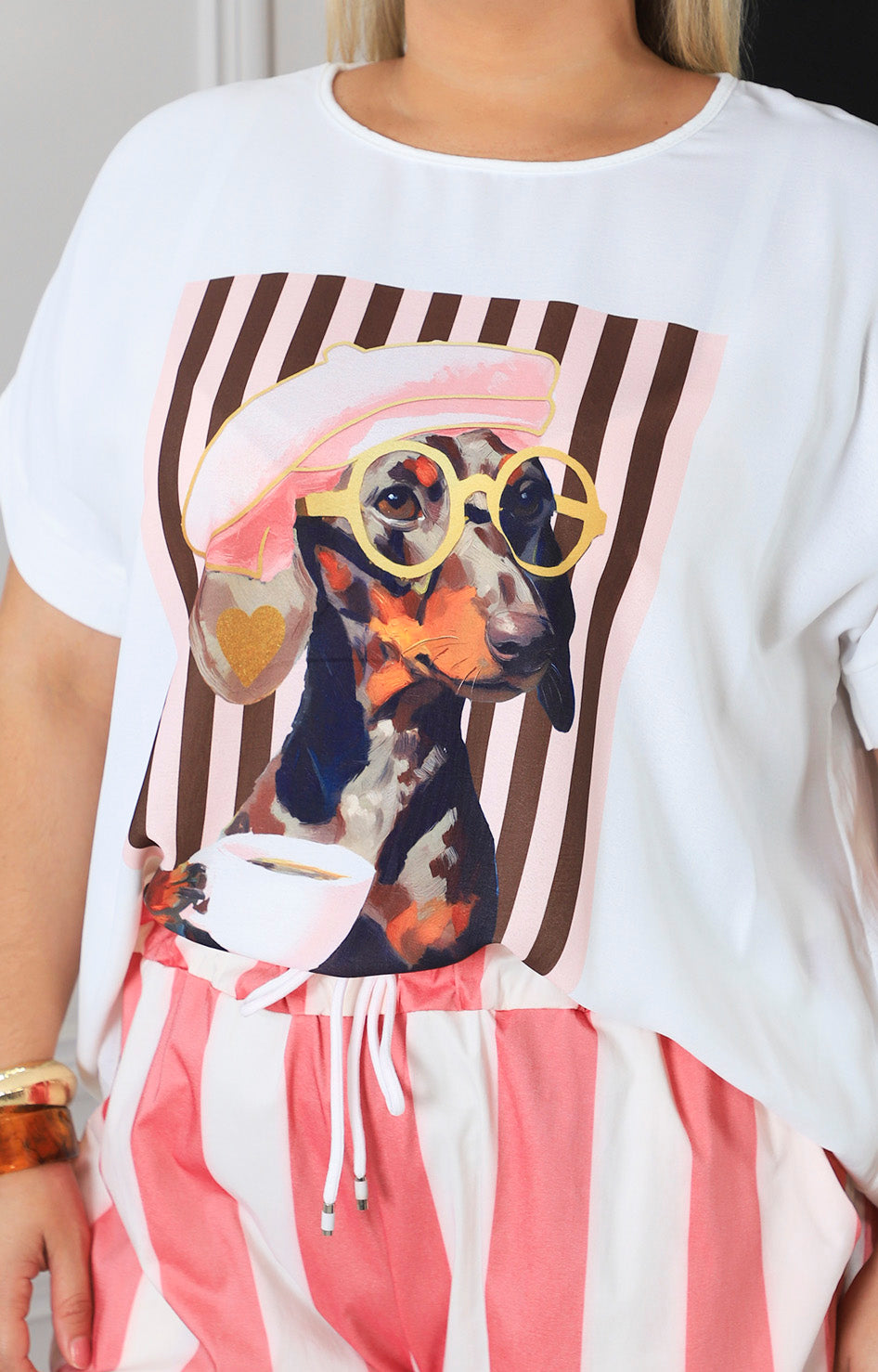Blusa blanca estampada perrito chic