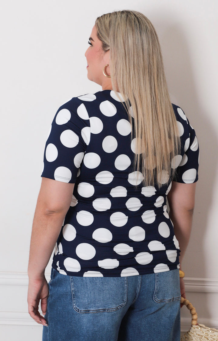 Blusa azul polka dots - BLUSAS CURVY Boutiquemirel 