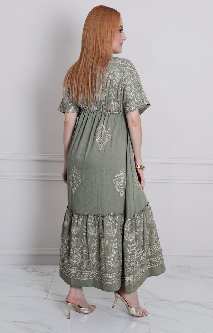 Vestido estampado con bordado - VESTIDO LARGO REGULAR Boutiquemirel 
