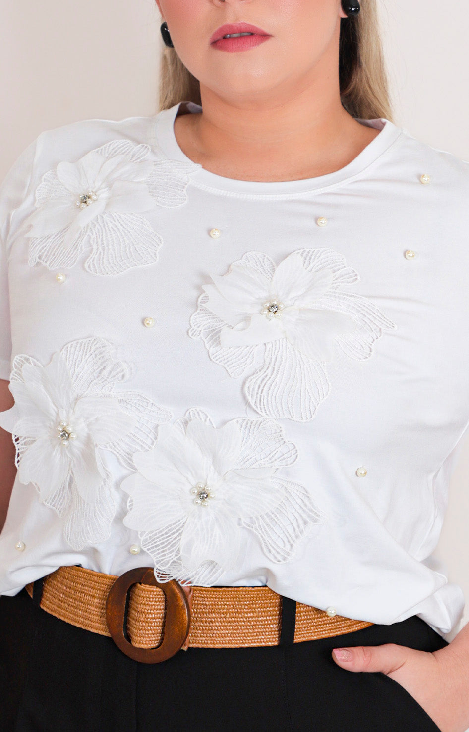 Blusa blanca estampado 3D
