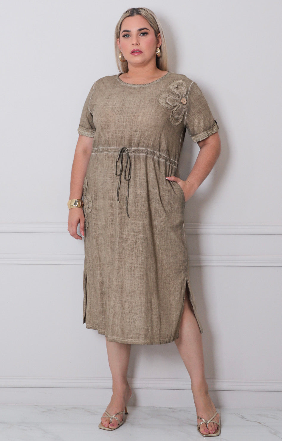 Vestido liso con lazo - VESTIDO LARGO CURVY Boutiquemirel 