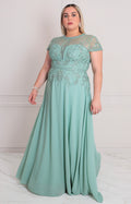 Vestido menta de gala con pedrería - VESTIDO LARGO CURVY Boutiquemirel 
