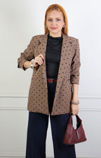 Blazer café con polka dots