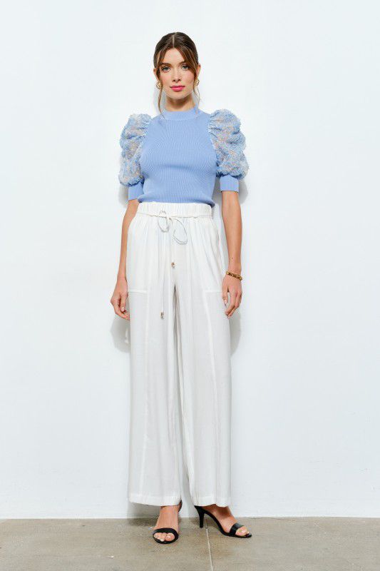 Blusa azul con manga globo en transparencia - BLUSA Boutiquemirel 