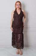 Vestido cafe halter - VESTIDO LARGO REGULAR Boutiquemirel 