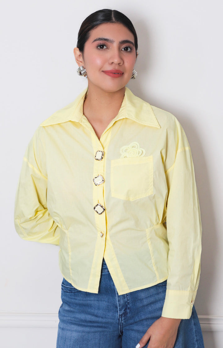Blusa amarilla de manga larga - BLUSAS REGULAR Boutiquemirel 