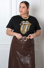 Blusa curvy animal print con pedrería de la marca Boutiquemirel, diseño elegante y moderno para mujer.