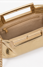 Bolso clutch metálico Boutiquemirel con cadena, bolso de mano elegante y brillante para eventos especiales.