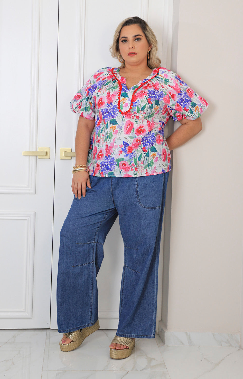 Blusa rosa estampada