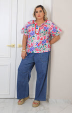 Blusa rosa estampada