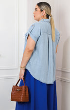Blusa camisera a rayas azules