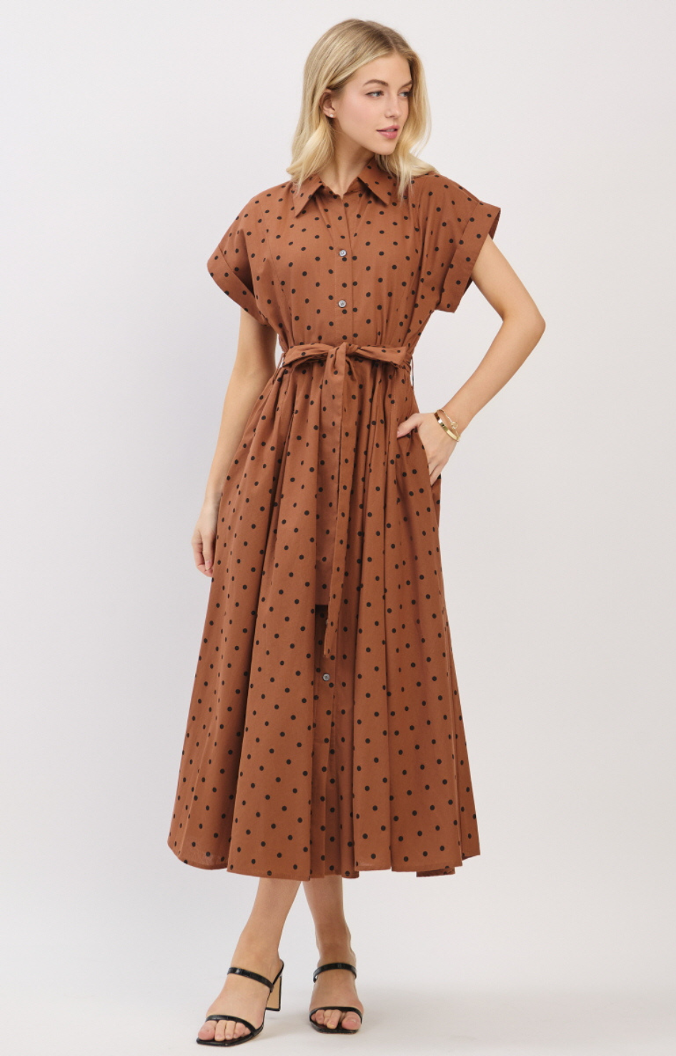Vestido pola-dot cafe - PALAZZO LARGO REGULAR Boutiquemirel 