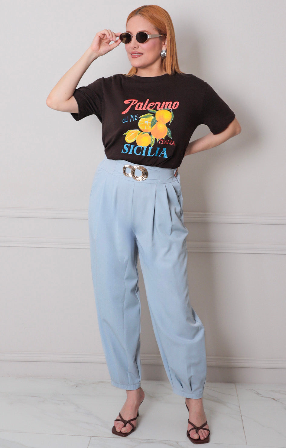 Pantalòn con hebilla dorado - PANTALON REGULAR Boutiquemirel 
