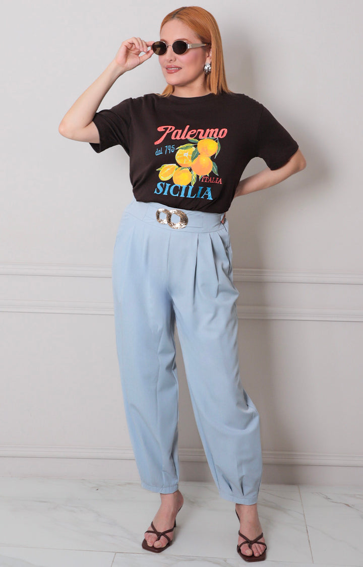 Pantalòn con hebilla dorado - PANTALON REGULAR Boutiquemirel 