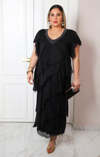 Vestido con lentejuela en escote