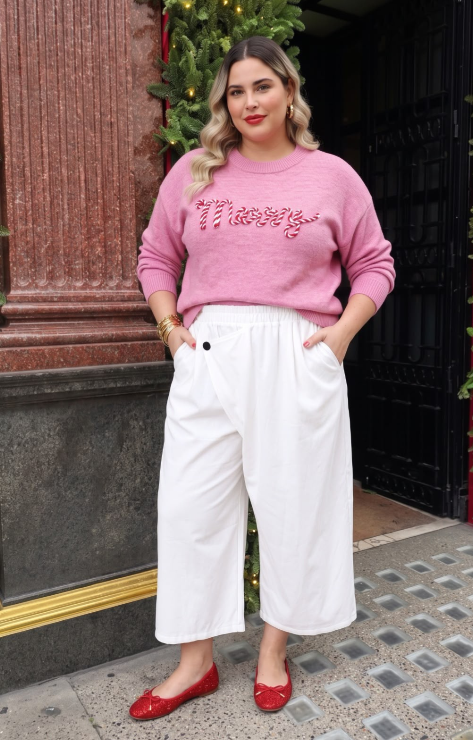 Suéter rosa con bordado