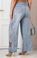 Pantalon de mezclilla estampado
