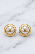 Aretes Circulares Dorados Con Perla