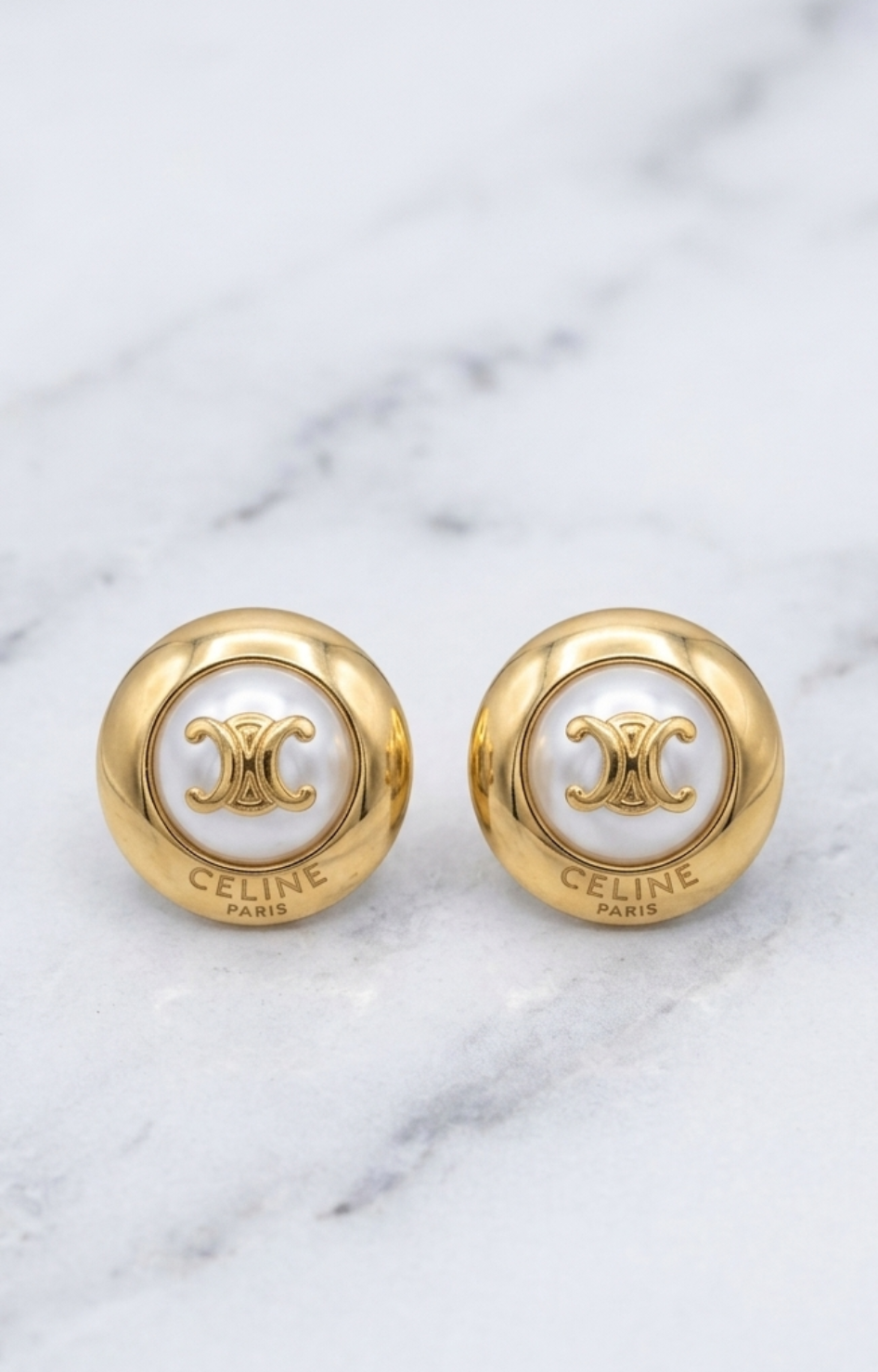 Aretes Circulares Dorados Con Perla