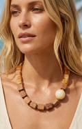 Collar Madera Natural y Piedra Ámbar - COLLARES Boutiquemirel 