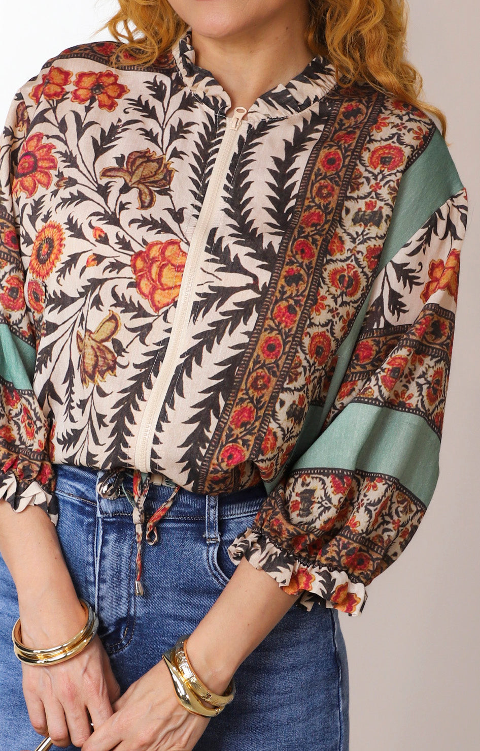Blusa de manga 3/4  con estampado boho