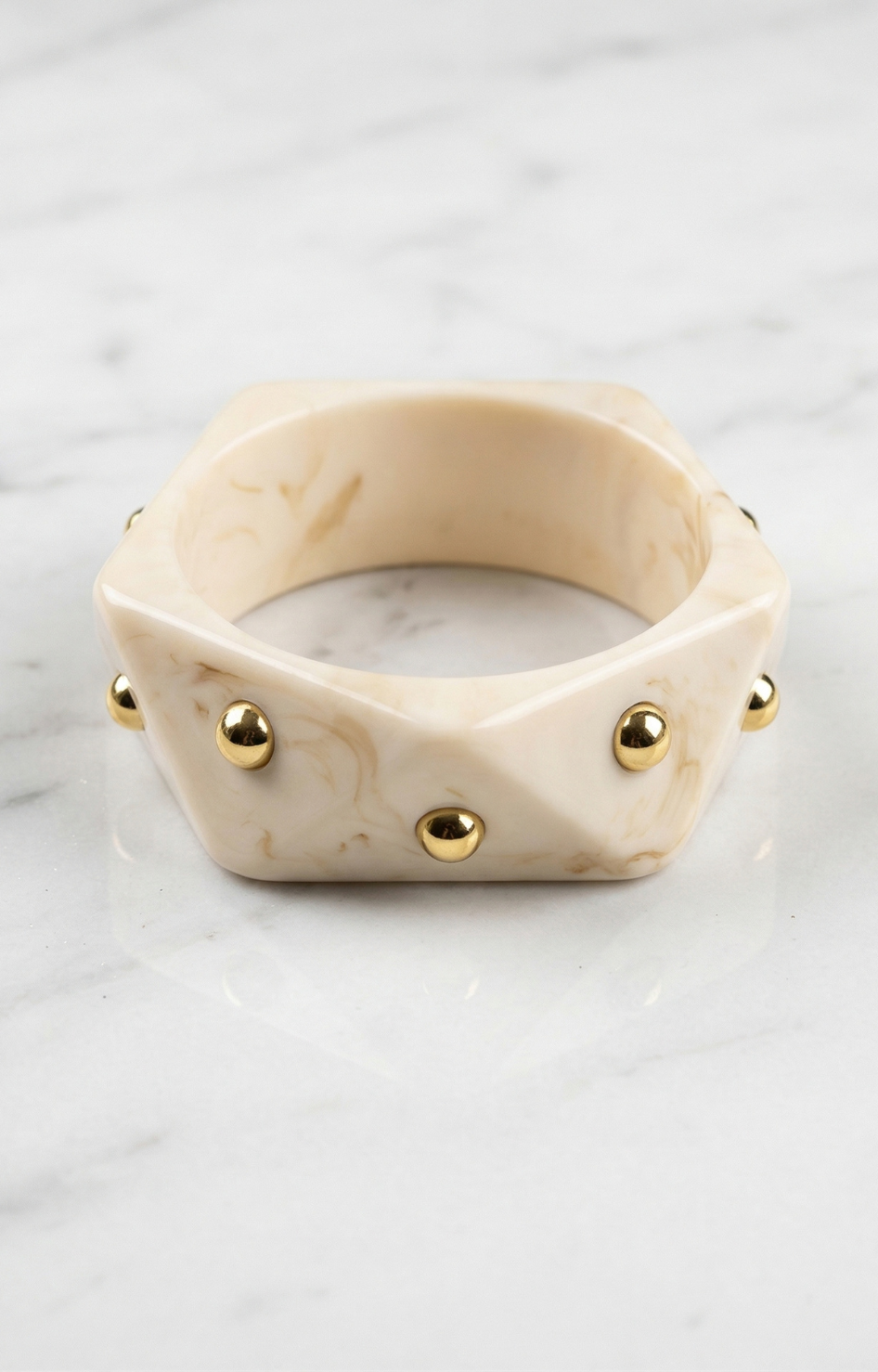 Pulsera geométrica beige con detalles dorados - PULSERA Boutiquemirel 