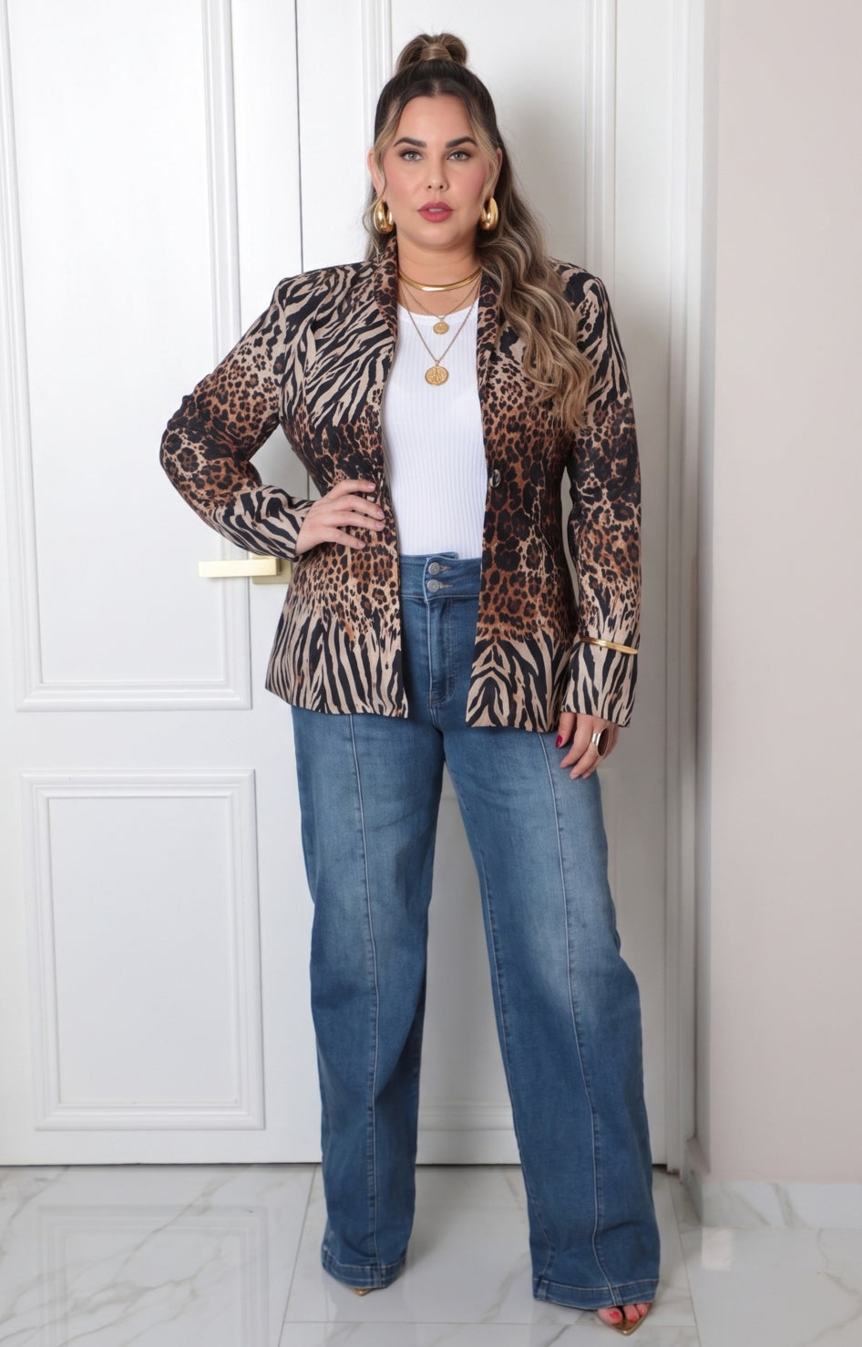 Blazer estampado animal print