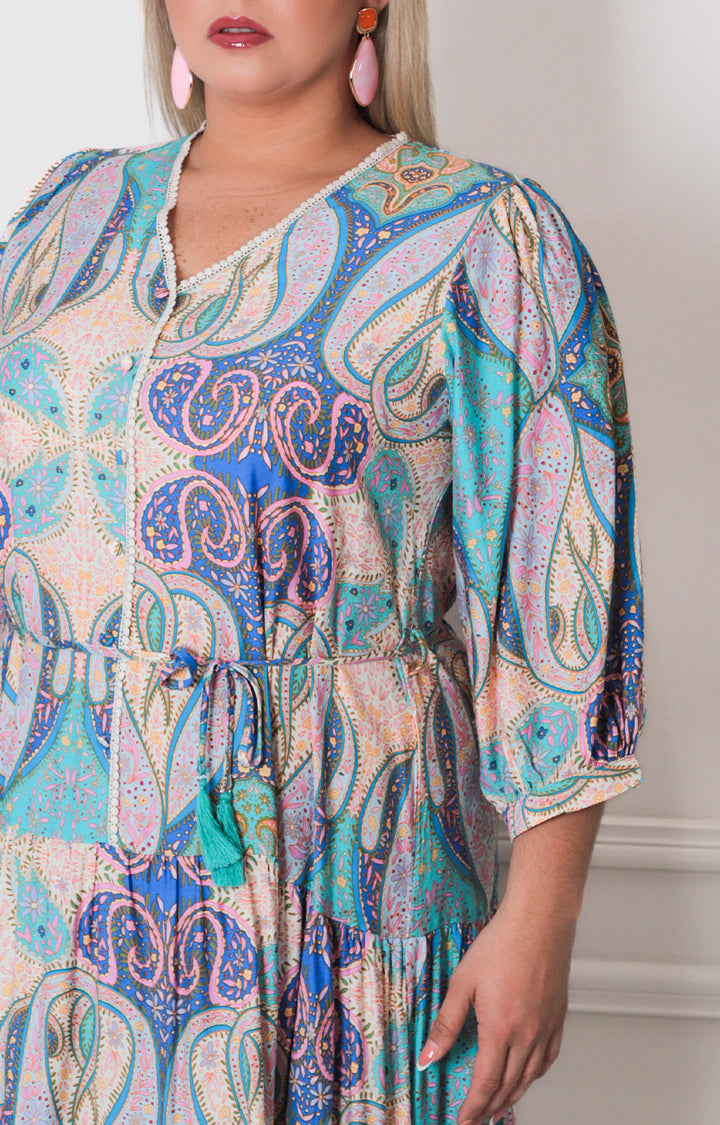 Vestido estampado con lazo - VESTIDO LARGO CURVY Boutiquemirel 