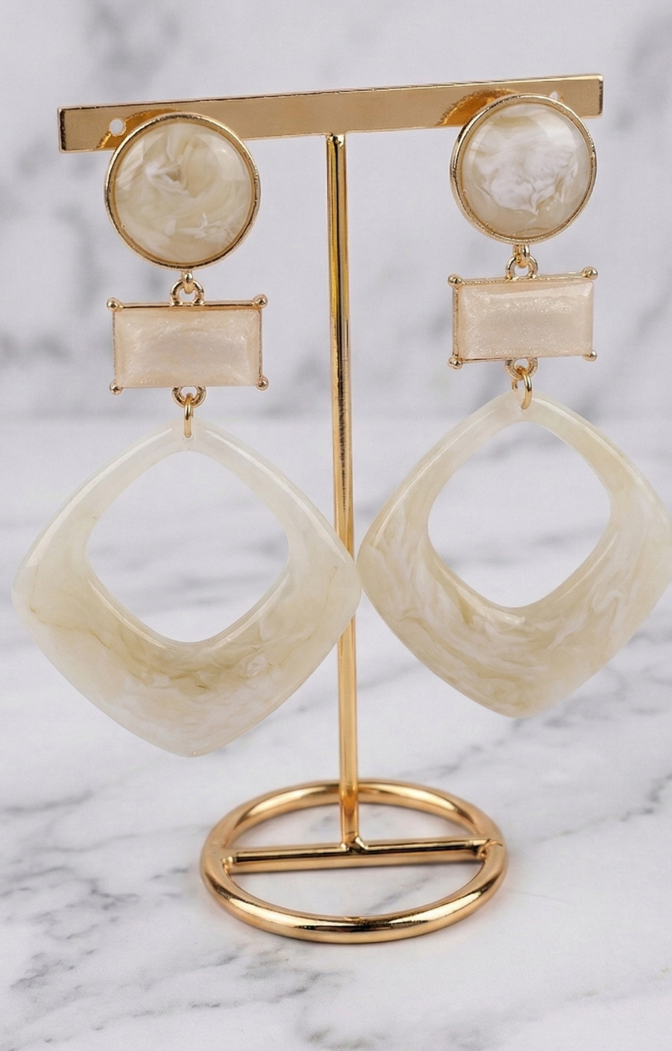 Aretes Geométricos Mármol Beige - ARETES Boutiquemirel 