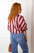 Blusa camisera a rayas con botones