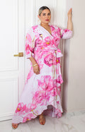 Vestido maxi floral cruzado