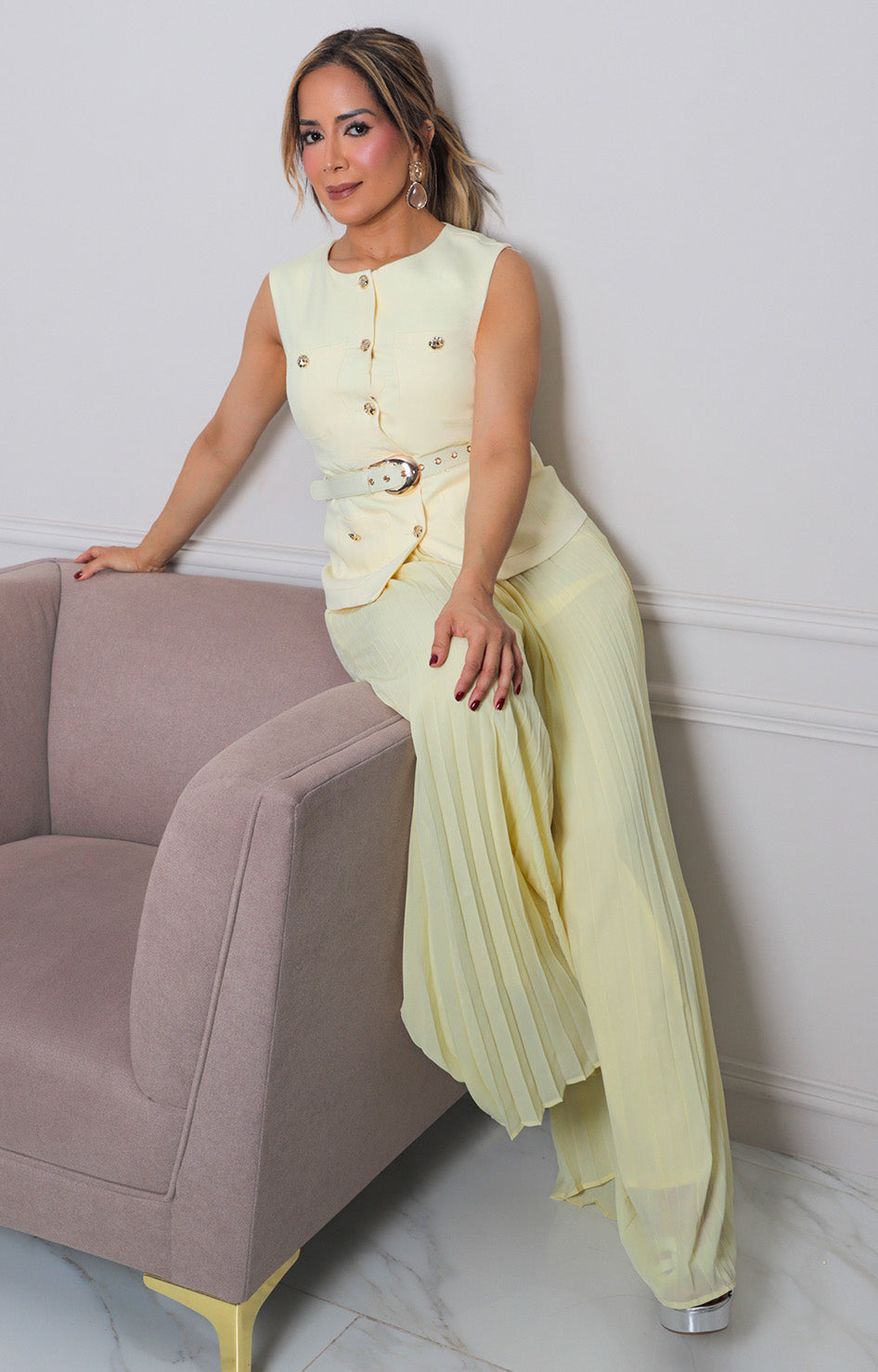 Conjunto plisado amarillo - CONJUNTO REGULAR Boutiquemirel 