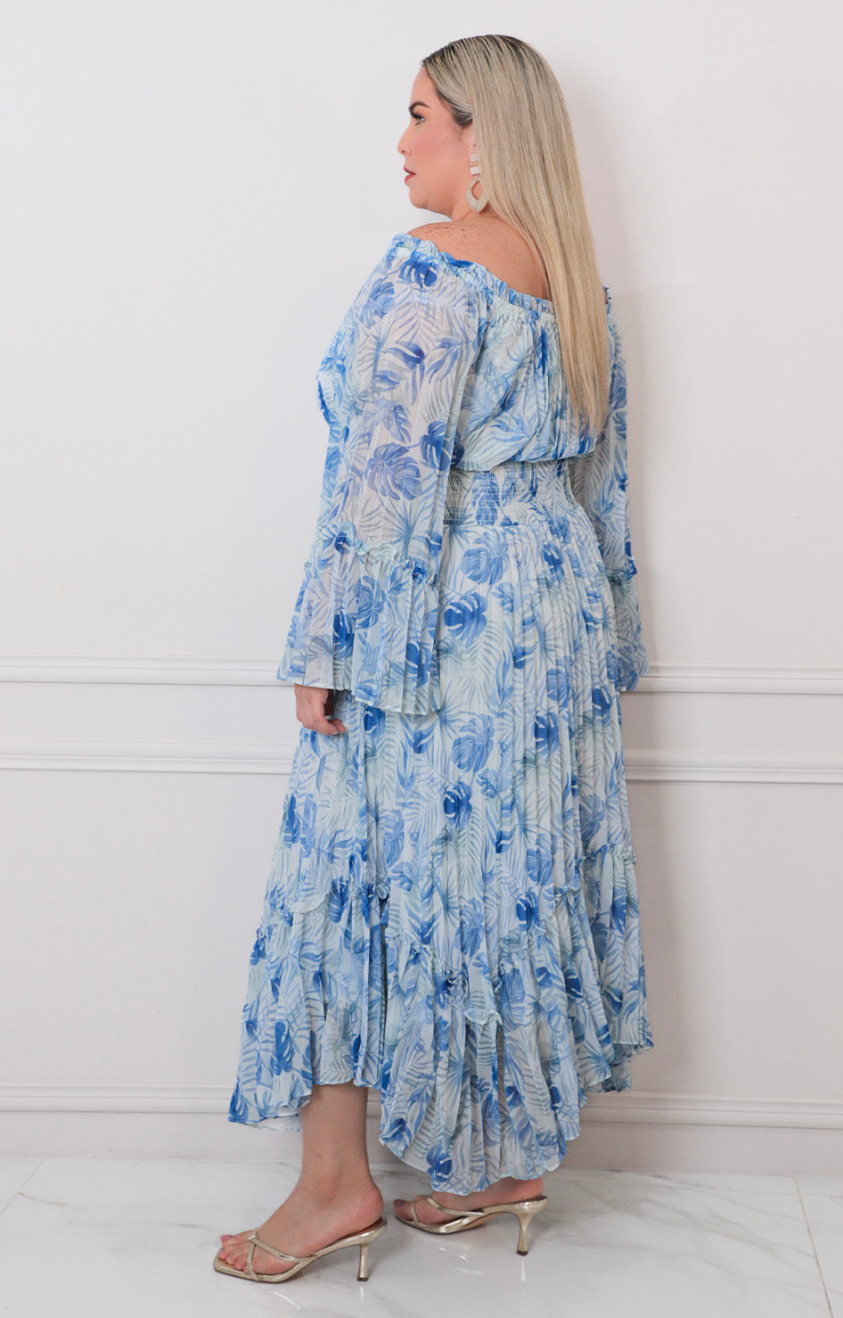 Vestido Campesino Azul Floral - VESTIDO LARGO CURVY Boutiquemirel 